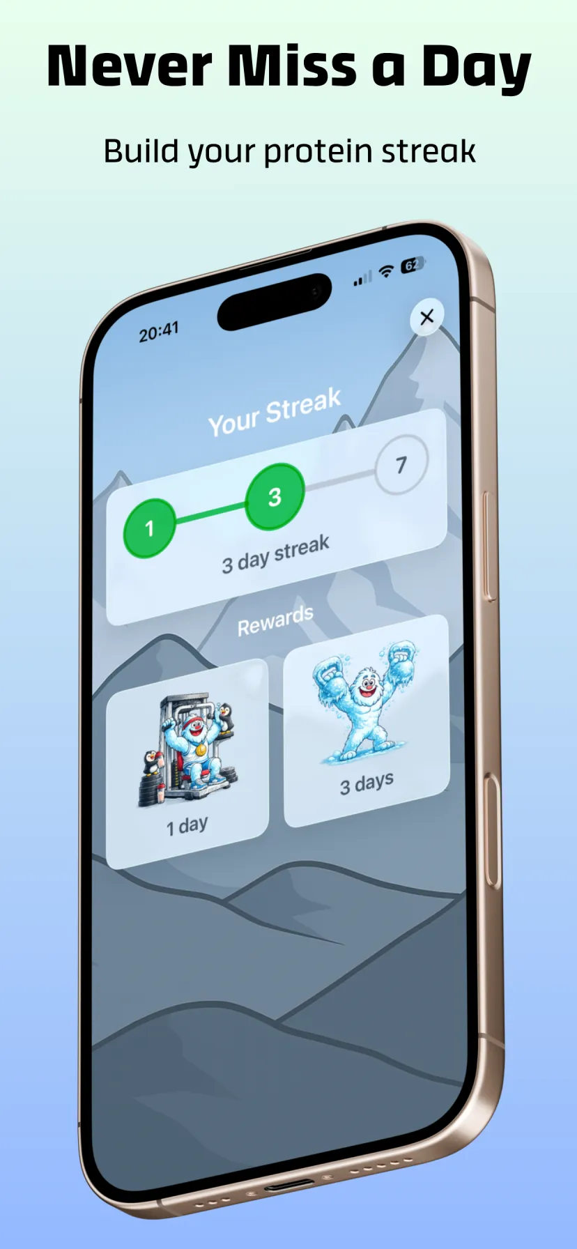 Build your protein streak and never miss a day with ProteinYeti